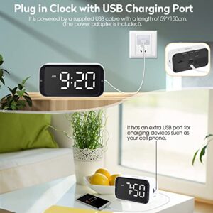 AIMILAR LED Digital Alarm Clock for Bedroom Dual Alarm Clocks with Snooze for Heavy Sleepers Adults Kids with USB Port for Charging 10~100dB Adjustable Volume and 0~100% Dimmer Level