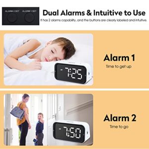 AIMILAR LED Digital Alarm Clock for Bedroom Dual Alarm Clocks with Snooze for Heavy Sleepers Adults Kids with USB Port for Charging 10~100dB Adjustable Volume and 0~100% Dimmer Level