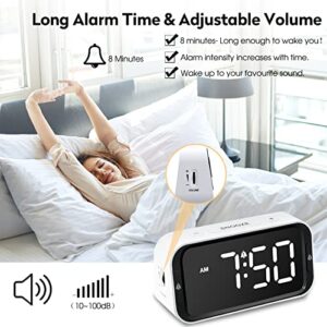 AIMILAR LED Digital Alarm Clock for Bedroom Dual Alarm Clocks with Snooze for Heavy Sleepers Adults Kids with USB Port for Charging 10~100dB Adjustable Volume and 0~100% Dimmer Level