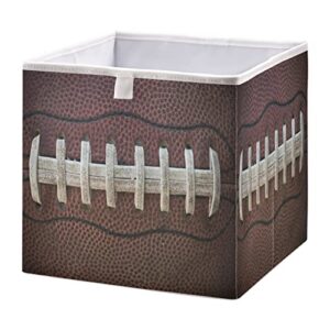 Ollabaky American Football Laces Cube Storage Bin, Foldable Fabric Storage Cube Basket Cloth Organizer Box with Handle for Closet Shelves Drawers, Nursery Storage Toy Bin - S