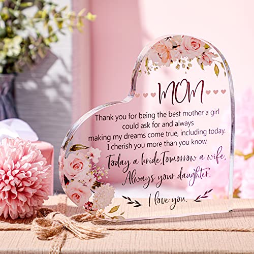 Gifts for Mother of the Bride Mother of the Bride Gifts from Daughter Thank You for Being the Best Mom Acrylic Heart Keepsake Wedding Gift from Daughter Thank You Wedding Gift for Mom (Flower)