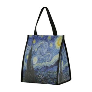 alaza van gogh starry night insulated lunch bag for women men adult lightweight reusable lunch tote cooler bag for school office travel work picnic m