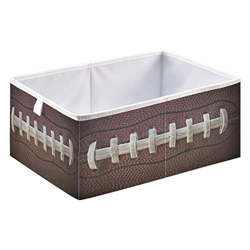 Ollabaky American Football Laces Cube Storage Bin, Foldable Fabric Storage Cube Basket Cloth Organizer Box with Handle for Closet Shelves Drawers, Nursery Storage Toy Bin - R