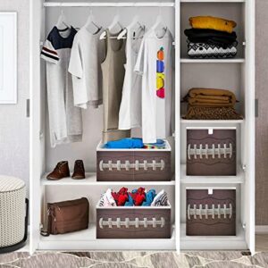 Ollabaky American Football Laces Cube Storage Bin, Foldable Fabric Storage Cube Basket Cloth Organizer Box with Handle for Closet Shelves Drawers, Nursery Storage Toy Bin - R