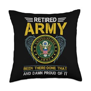 proud military apparel military u.s. army retirement throw pillow, 18x18, multicolor