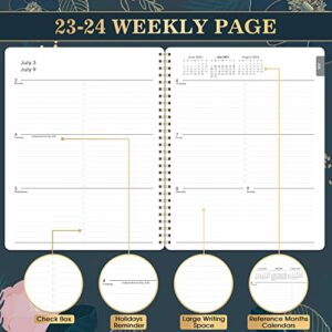 Planner 2023-2024 - July 2023 - June 2024, 2023-2024 Academic Planner with Weekly and Monthly Spreads, 8’’ x 10", Monthly Tabs, Twin-wire Binding, Thick Paper, Check Boxes, Flexible Cover, Perfect Daily Organizer