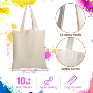 24 Pieces Canvas Tote Bags, Blank Plain Canvas Bag Lightweight Reusable Grocery Shopping Cloth Bags with Handles for DIY Crafting and Decorating,13 Inch W x 15 Inch H