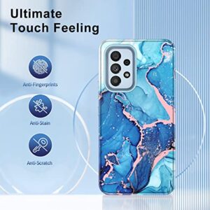 Hekodonk for Samsung Galaxy A53 5G case,Heavy Duty Full Body Shockproof Drop Rugged Protection 3 in 1 TPU+PC Slim Marble Phone Case Dustproof Anti-Scratch Cover for Galaxy A53 5G Light Blue Marble