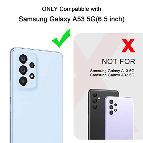 Hekodonk for Samsung Galaxy A53 5G case,Heavy Duty Full Body Shockproof Drop Rugged Protection 3 in 1 TPU+PC Slim Marble Phone Case Dustproof Anti-Scratch Cover for Galaxy A53 5G Light Blue Marble