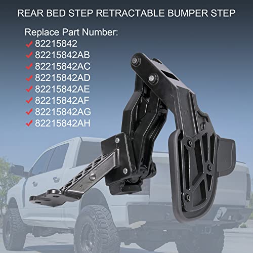 Rear Corner Bed Step Replacement for Dodge Ram 2500 3500 2019 2020 2021 2022 Replaces 82215842AH 82215842AD 82215842AE 82215842AC 82215842AG 82215842AF Bedstep Retractable Bumper Truck Tailgate Step