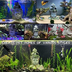 PTFJZ Aquarium Decorations Fish Tank Buddha Decor Suitable for Betta Cichlids Hide Rest Lizard Turtle Reptile Decoration Create an Exotic Zen Fish Tank Decorations