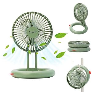 alioth portable foldable desk fan, rechargeable personal fan cordless, 3 speeds super quiet battery operated fan for office, home, outdoor (green)
