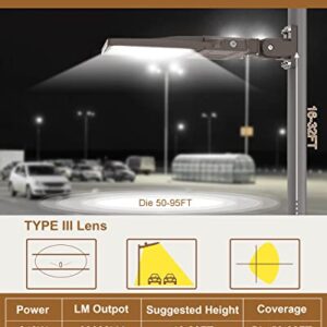 LED Parking Lot Light 320W 44800LM LED Shoebox Light Adjustable Arm Mount 5000K LED Pole Lights Outdoor, IP65 Commercial Area Street Lighting with Photocell for Parking Lot Roadway, UL&DLC