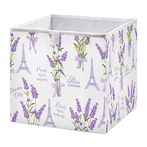 xigua Lavender Cube Storage Bin Large Collapsible Storage Basket Toys Clothes Organizer Box for Shelf Closet Bedroom Home Office, 11 x 11 x 11 Inch