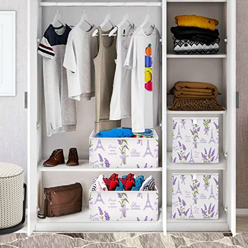 xigua Lavender Cube Storage Bin Large Collapsible Storage Basket Toys Clothes Organizer Box for Shelf Closet Bedroom Home Office, 11 x 11 x 11 Inch