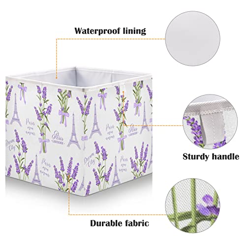 xigua Lavender Cube Storage Bin Large Collapsible Storage Basket Toys Clothes Organizer Box for Shelf Closet Bedroom Home Office, 11 x 11 x 11 Inch