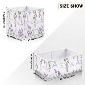 xigua Lavender Cube Storage Bin Large Collapsible Storage Basket Toys Clothes Organizer Box for Shelf Closet Bedroom Home Office, 11 x 11 x 11 Inch