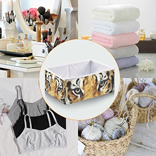 xigua Tiger Cube Storage Bin Large Collapsible Storage Basket Toys Clothes Organizer Box for Shelf Closet Bedroom Home Office, 11 x 11 x 11 Inch