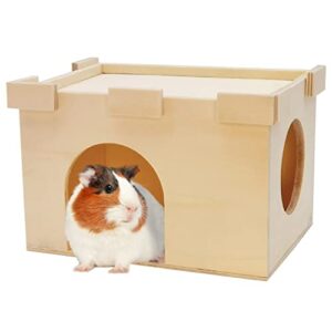 fhiny guinea pig castle, chinchilla hut with window ventilated guinea pig house wood small animal hideout hamster habitat decor for hamster hedgehog squirrel sugar glider