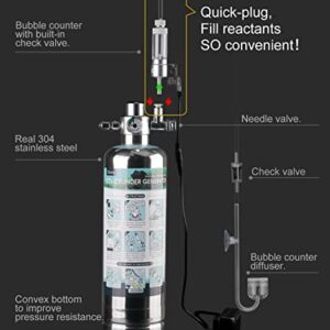 Clscea 1.3 L CO2 Cylinder Generator Kit with Solenoid Valve for Aquarium Plants (Mini)