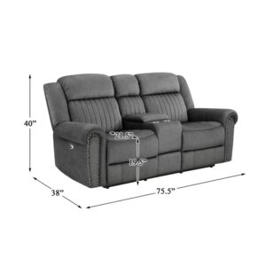 Lexicon Brennen Microfiber Power Double Reclining Loveseat in Charcoal