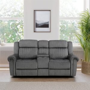 Lexicon Brennen Microfiber Power Double Reclining Loveseat in Charcoal