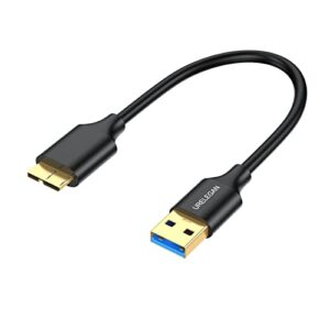 usb 3.0 to micro b cable 1 feet, usb type a to micro b cord male to male with gold-plated connector compatible with hard drive, samsung galaxy s5, note 3, camera and more