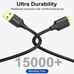 USB 3.0 to Micro B Cable 1 Feet, USB Type A to Micro B Cord Male to Male with Gold-Plated Connector Compatible with Hard Drive, Samsung Galaxy S5, Note 3, Camera and More