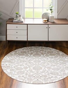 rugs.com nepal collection rug – 3 ft round snow white medium rug perfect for kitchens, dining rooms
