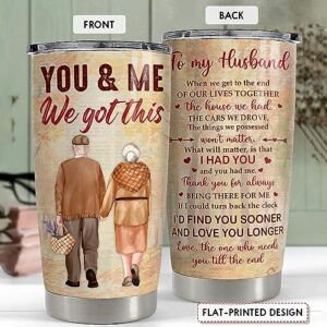 SANDJEST Valentines Day Gift for Him Tumbler 20oz Stainless Steel Double Wall Insulated Couple Travel Mug Gifts for Husband Wedding Birthday Christmas Anniversary Tumbler Gifts for Men