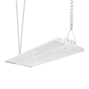 2ft 110w led linear high bay chain-mount fixture, 16,000lm (142lm/w), 10-15ft install height, 1-10v dimmable led shop light fixture, 120-277v, 5000k daylight white, ul listed, dlc 5.1 premium, 1-pack
