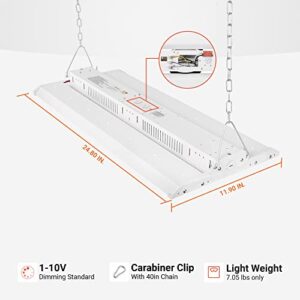 2ft 110W LED Linear High Bay Chain-Mount Fixture, 16,000LM (142LM/W), 10-15ft Install Height, 1-10V Dimmable LED Shop Light Fixture, 120-277V, 5000K Daylight White, UL Listed, DLC 5.1 Premium, 1-Pack