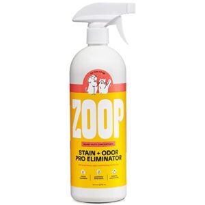 zoop pro pet stain & odor eliminator for home [32 oz.] all-surface pet carpet cleaner spray, urine strong odor remover, dog & cat enzyme cleaner