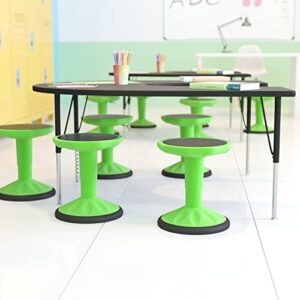 flash furniture carter adjustable kids flexible active stool for classroom and home with non-skid bottom, 14"-18" seat height, set of 1, green