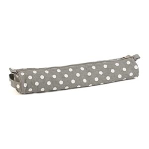 hobby gift exclusive knitting pin storage case, crochet hook case, knitting accessories, pencil case 12 x 41 x 7.5cm, polka dot grey