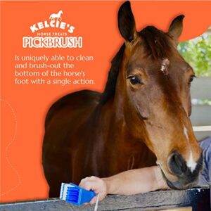 Kelcie's Pick Brush Cleaning Tool For Horses - Easy To Use - Slip Proof - Hoof Pick and Brush - Best Horse Grooming Tool - Great Grip Horse Brush