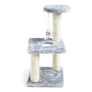 small cat scratching toy-small kitten toy, cat toys for indoor cats, kittens post and dangling ball for indoor kittens and cat tree small, great for kittens, made for kitten and small cat 16" height