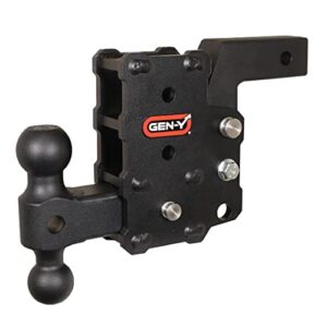 gen-y gh-15011 phantom flip & tow folding 6" drop hitch with dual-ball mount for 2" receiver - 12,000 lb towing capacity - 1,200 lb tongue weight