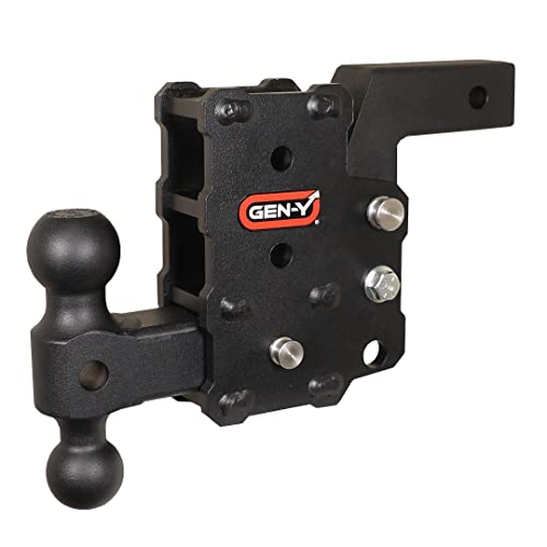 GEN-Y GH-15011 Phantom Flip & Tow Folding 6" Drop Hitch with Dual-Ball Mount for 2" Receiver - 12,000 LB Towing Capacity - 1,200 LB Tongue Weight