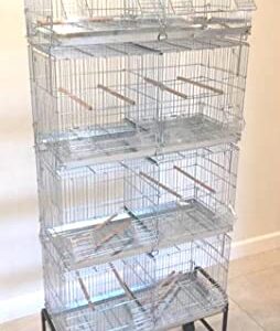 Galvanized Zinc Stackable Breeder Bird Flight Cage Side Breeding Nest Door with Removable Divider (Galvanized Zinc, 30"x11"x15"H Lot-4 Stand)