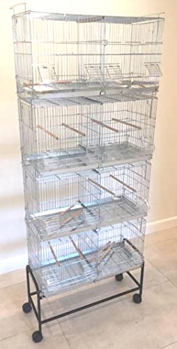 Galvanized Zinc Stackable Breeder Bird Flight Cage Side Breeding Nest Door with Removable Divider (Galvanized Zinc, 30"x11"x15"H Lot-4 Stand)