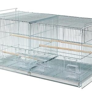 Galvanized Zinc Stackable Breeder Bird Flight Cage Side Breeding Nest Door with Removable Divider (Galvanized Zinc, 30"x11"x15"H Lot-4 Stand)