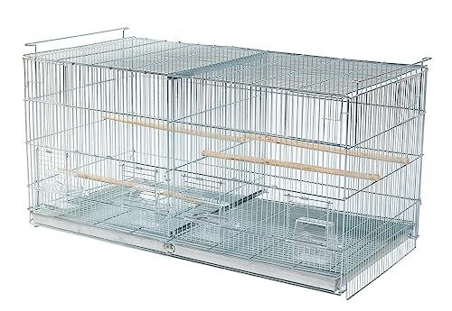 Galvanized Zinc Stackable Breeder Bird Flight Cage Side Breeding Nest Door with Removable Divider (Galvanized Zinc, 30"x11"x15"H Lot-4 Stand)