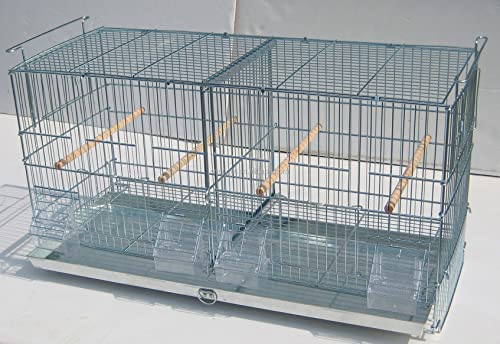 Galvanized Zinc Stackable Breeder Bird Flight Cage Side Breeding Nest Door with Removable Divider (Galvanized Zinc, 30"x11"x15"H Lot-4 Stand)