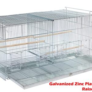 Galvanized Zinc Stackable Breeder Bird Flight Cage Side Breeding Nest Door with Removable Divider (Galvanized Zinc, 30"x11"x15"H Lot-4 Stand)