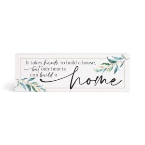 hearts build home classic white 10 x 3.5 pine wood tabletop block sign