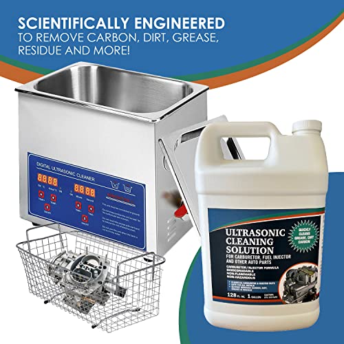 Ultrasonic Cleaner Solution for Carburetors and Engine Parts, Ultrasonic Cleaning Solution and Washing Compound for Ultrasonic and Immersion Washers - Concentrated (2 Gallons)