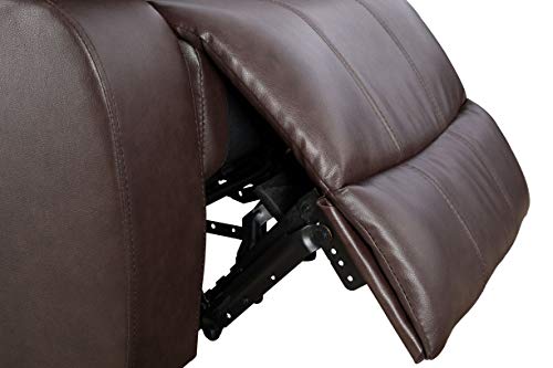 AYCP Living Room Reclining Sofa|Bonded Leather Upholstery|Manual Recliner Sofa with Drop Down Table & Cupholders (Brown, Sofa), (GS28XX)