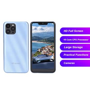 iP13 Pro Max Unlocked Smartphones 3G Cheap 6.1" HD Screen Cell Phone Face Unlocked 3GB 32GB Mobile Phone for Android 6 Gifts for Seniors Kids Backup Phone, WiFi, BT,FM, 5MP+8MP(Light Blue)