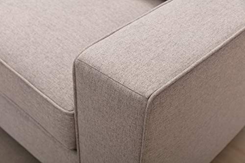 Legend Vansen Linen-Like Fabric Flexible Combination Loose Back Cushions Wooden Legs Modular Seating Component Ottoman Sectional, 124", Light Grey